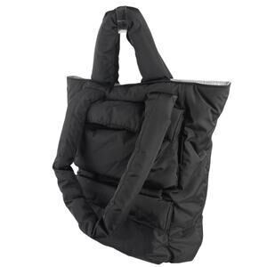 Dagne Dover Jemi Black Puffer Quilted Shoulder Laptop Cargo Tote Handbag OS